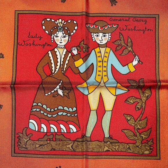 Hermes Carré 90 EARLY AMERICA Red Silk Scarf  Boxed NWT - Picture 10 of 16